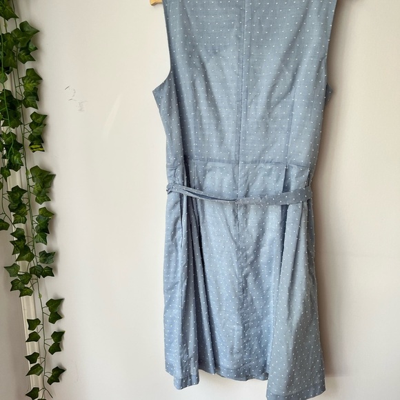 Anne Klein clipdot polka dot pale blue light summer sleeveless dress - Picture 5 of 7